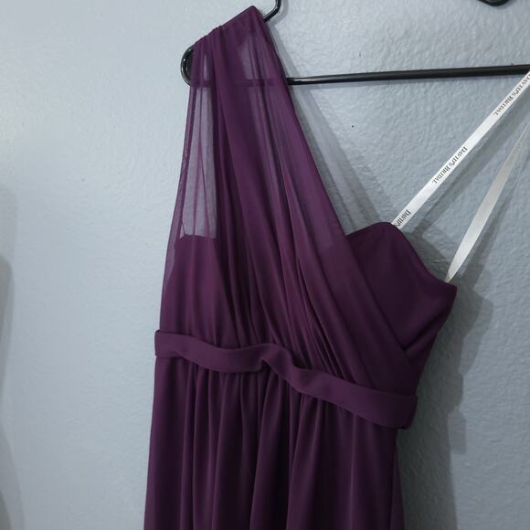 Davids Bridal Dress Womens 4 Style F15607 Purple Asymmetrical Sheer Short Party - Picture 9 of 13